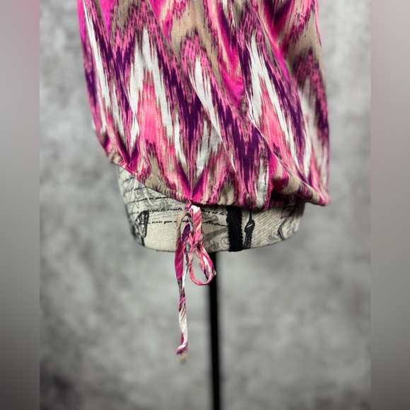 Croft & Barrow Pink and Purple Button Neckline Side Tie Top Size M - Picture 7 of 10